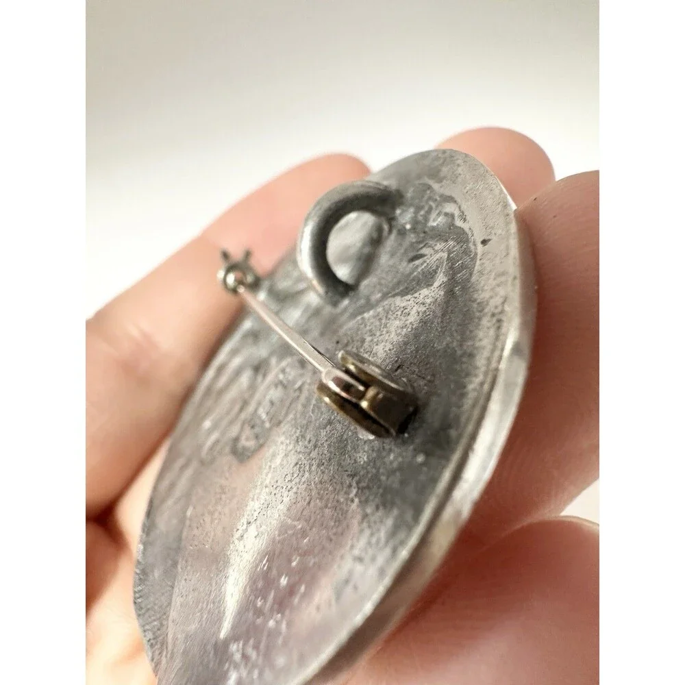 Vintage Amanda Bargas Art Nouveau Silver Tone Pin Pendant